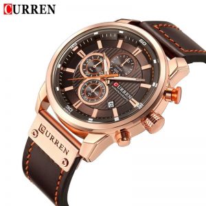 Relógio Masculino Pulseira Em Couro  Curren 8291
